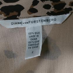 Pre Owned Diane von Furstenberg Leopard Print Anoush Dress S