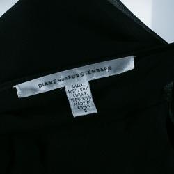 Pre Owned Diane Von Furstenberg Christa Black Silk Ruffle Top S