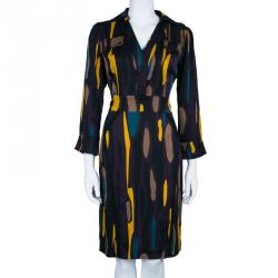 Pre Owned Diane von Furstenberg Leja Multicolor Belted Dress M