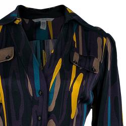 Pre Owned Diane von Furstenberg Leja Multicolor Belted Dress M