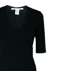 Pre Owned Diane von Furstenberg Phyllis Black Sheath Dress S