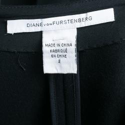Pre Owned Diane von Furstenberg Phyllis Black Sheath Dress S