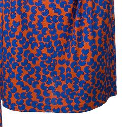 Pre Owned Diane von Furstenberg Amberlin Orange Print Belted Dress S