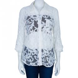 Pre Owned Diane von Furstenberg Lorelei Two White Lace Top M