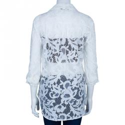 Pre Owned Diane von Furstenberg Lorelei Two White Lace Top M