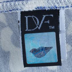 Pre Owned Diane von Furstenberg Blue Abstract Print Long Sleeve Reina Dress L