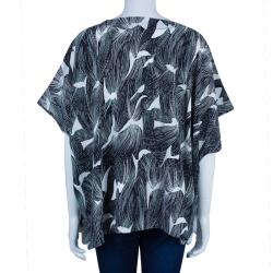 Pre Owned Diane von Furstenberg Monochrome Print New Hanky Top M/L