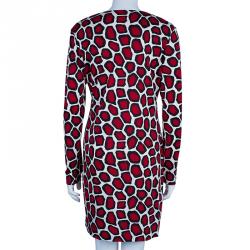 Pre Owned Diane von Furstenberg Vintage Print Long Sleeve Reina Dress L