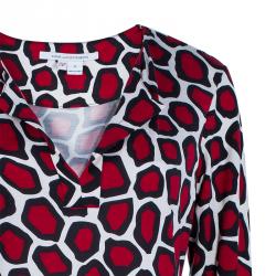 Pre Owned Diane von Furstenberg Vintage Print Long Sleeve Reina Dress L