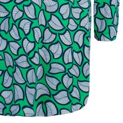 Pre Owned Diane von Furstenberg Leaf Print Long Sleeve Reina Dress L