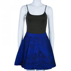 Pre Owned Diane von Furstenberg White/Blue Leopard Print Gemma Skirt XS