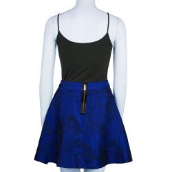 Pre Owned Diane von Furstenberg White/Blue Leopard Print Gemma Skirt XS