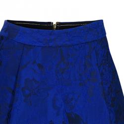 Pre Owned Diane von Furstenberg White/Blue Leopard Print Gemma Skirt XS