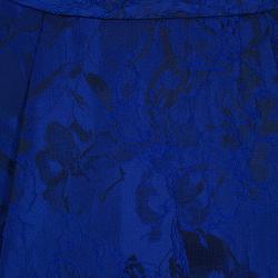 Pre Owned Diane von Furstenberg White/Blue Leopard Print Gemma Skirt XS