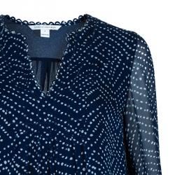 Pre Owned Diane Von Furstenberg Blue Dotted Aria Dress XS