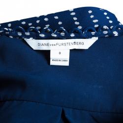 Pre Owned Diane Von Furstenberg Blue Dotted Aria Dress XS