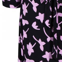 Pre Owned Diane von Furstenberg Black Printed Abigail Maxi Wrap Dress XL
