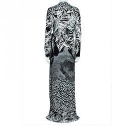 Pre Owned Diane von Furstenberg Monochrome Printed Georgina Maxi Wrap Dress XL