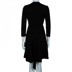 Pre Owned Diane Von Furstenberg Black Long Sleeve Ballerina Wrap Dress M