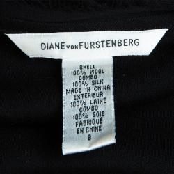 Pre Owned Diane Von Furstenberg Black Long Sleeve Ballerina Wrap Dress M