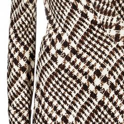 Pre Owned Diane Von Furstenberg Boka Brown Print Wrap Dress L