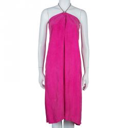 Pre Owned Diane Von Furstenberg Maui Fuschia Halter Dress M