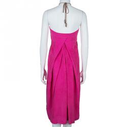 Pre Owned Diane Von Furstenberg Maui Fuschia Halter Dress M
