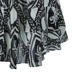 Pre Owned Diane von Furstenberg Monochrome Print Silk Alberta Dress M