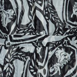 Pre Owned Diane von Furstenberg Monochrome Print Silk Alberta Dress M