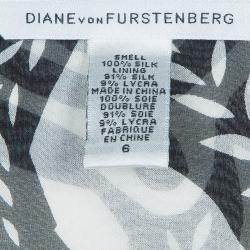 Pre Owned Diane von Furstenberg Monochrome Print Silk Alberta Dress M