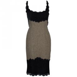 Pre Owned Diane von Furstenberg Tweed Lace Sleeveless Olivette Dress L