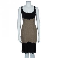 Pre Owned Diane von Furstenberg Tweed Lace Sleeveless Olivette Dress L