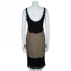 Pre Owned Diane von Furstenberg Tweed Lace Sleeveless Olivette Dress L