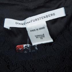 Pre Owned Diane von Furstenberg Tweed Lace Sleeveless Olivette Dress L