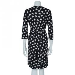 Pre Owned Diane von Furstenberg Monochrome Print New Julian Wrap Dress M
