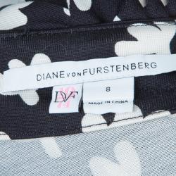 Pre Owned Diane von Furstenberg Monochrome Print New Julian Wrap Dress M