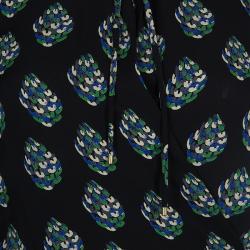 Pre Owned Diane Von Furstenberg Black Printed Nove Long Sleeve Top M