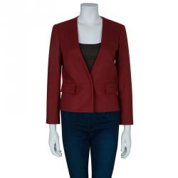 Pre Owned Diane von Furstenberg Red Tutor Wool Blazer S