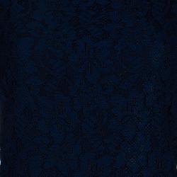 Pre Owned Diane Von Furstenberg Navy Blue Lace Back Zipper Dress M