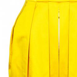 Pre Owned Diane von Furstenberg Yellow Pleated Eliza Dress M