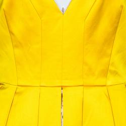 Pre Owned Diane von Furstenberg Yellow Pleated Eliza Dress M