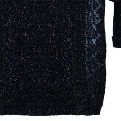 Pre Owned Diane von Furstenberg Black Glitter Besos Wrap Around Cardigan S