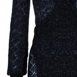 Pre Owned Diane von Furstenberg Black Glitter Besos Wrap Around Cardigan S