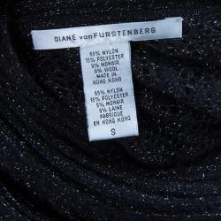 Pre Owned Diane von Furstenberg Black Glitter Besos Wrap Around Cardigan S