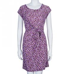 Pre Owned Diane von Furstenberg Purple New Della Silk Dress S