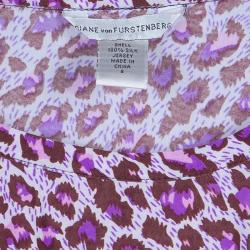 Pre Owned Diane von Furstenberg Purple New Della Silk Dress S