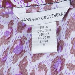 Pre Owned Diane von Furstenberg Purple New Della Silk Dress S