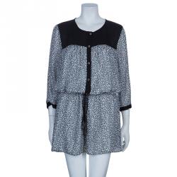 Diane von Furstenberg Monochrome Marcy Print Chiffon Dress XL