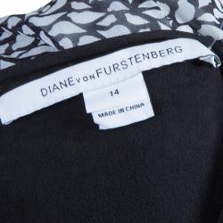 Diane von Furstenberg Monochrome Marcy Print Chiffon Dress XL