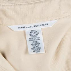 Pre Owned Diane Von Furstenberg Roberts Khaki Pocket Detail Dress M